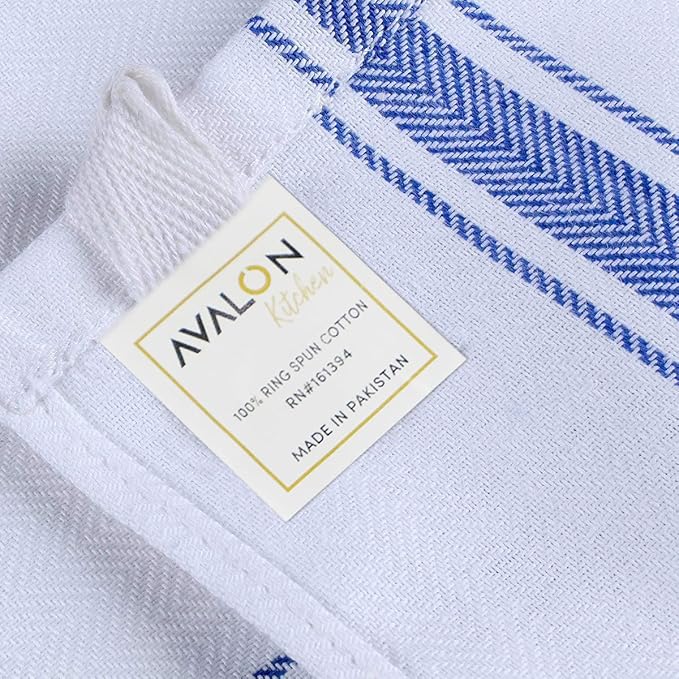 Avalon Kitchen Dish Towels Set (Value Pack of 30) Size 15x25 Inch, 100% Cotton Soft & Absorbent Kitchen Towels, Tea Towels, Reusable Cleaning Cloths for Household Cleaning (Blue)