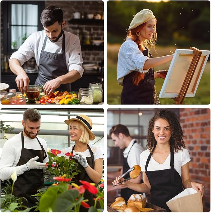 2 Pack adjustable apron with 2 pockets for men and women, waterproof and oil Resistant