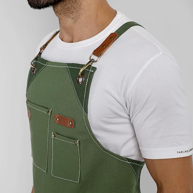 Chef Apron, Recycled Cotton Kitchen Apron with an Adjustable Neck with Long Ties, for cooking, baking