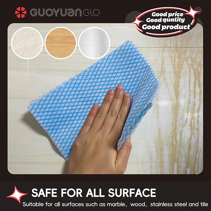 GUYUANGLO Disposable Dish Cloths Heavy Duty Disposable Cleaning Towels and Dish Cloths Dish Rags for Kitchen,13.78 x 15.75 inches- 50 Counts/Pack,Blue