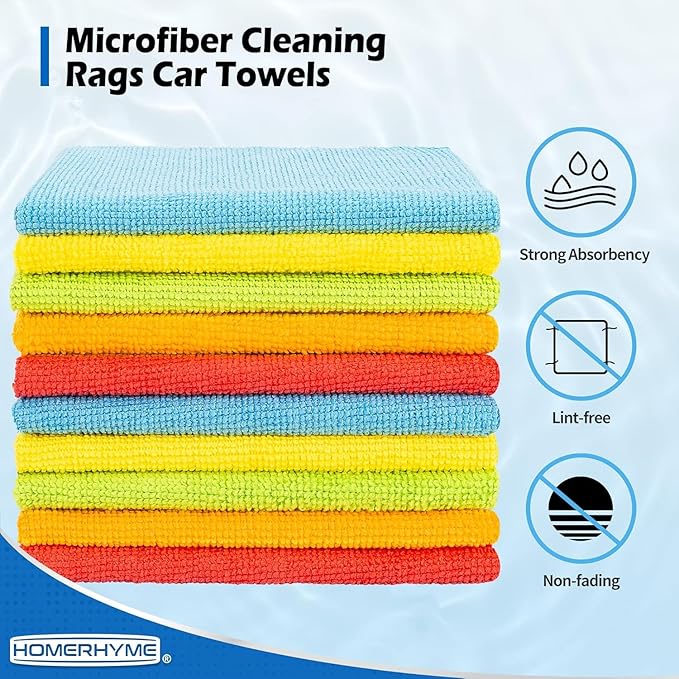 Microfiber Cleaning Cloth, 200 Pack Cleaning Rags Microfiber Towel Bulk Absorbent Lint-Free Wash Cloths, All-Purpose Towels for Cars, Shop, Automotive, Garage, Home & Kitchen