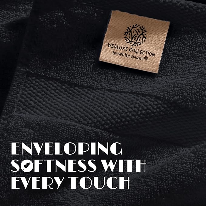 White Classic Luxury Soft Bath Sheets Set - 650 GSM Cotton Luxury Bath Towels Extra Large 35x70 | Highly Absorbent and Quick Dry | Hotel Quality Extra Large Towels Oversized, Black, 2 Pack