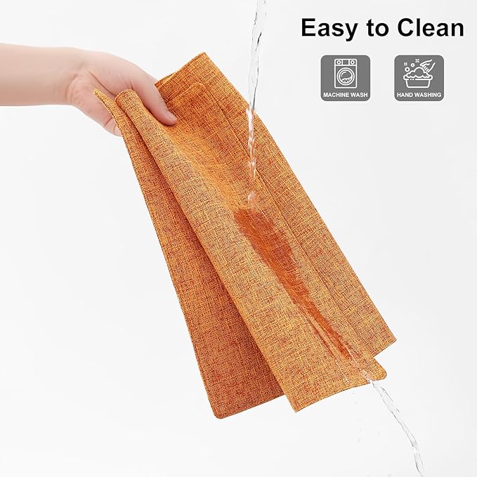 Homaxy Cloths Placemats for Dining Table Set of 8, Heat Resistant Washable Cotton Linen Blend Table Mats, Easy to Clean Place Mats for Indoor Outdoor Party Kitchen Decoration, 13" x 19", Orange
