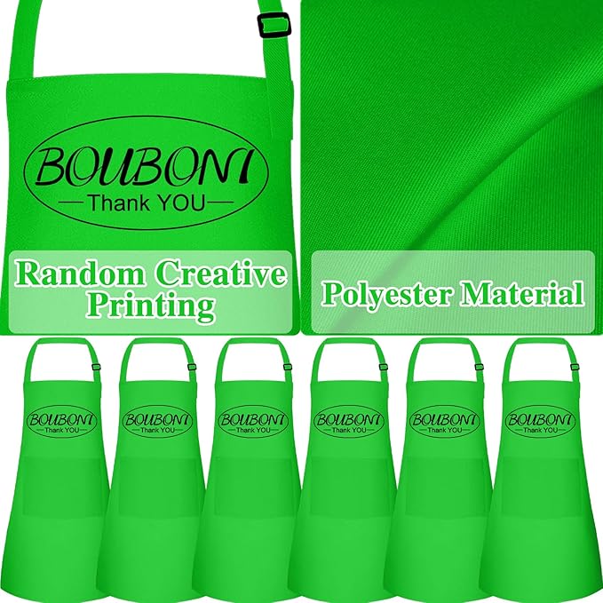 12 Pack Kids Apron Bulk with 2 Pockets Adjustable Chef Art Apron Kids Painting Aprons for Cooking Baking Painting Crafting Grilling Activity（Green）