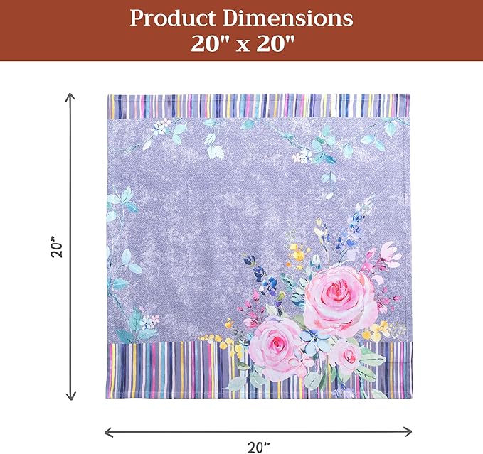 Maison d' Hermine Cloth Napkins Set of 4 100% Cotton Everyday Reusable Square Napkins Cloth Washable Dinner Restaurant Gifts for Mothers Day Spring/Summer (Sweet Rose Lavender - Lush, 20" x 20")