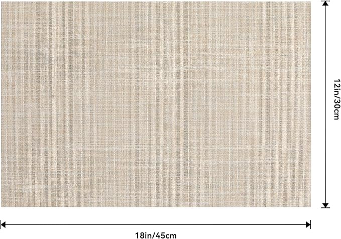 Leetaltree Beige Placemats Set of 24 - Heat Resistant Non-Slip Place mats for Dining Table, Washable Durable PVC Vinyl Woven Table Mats(Beige, 24)