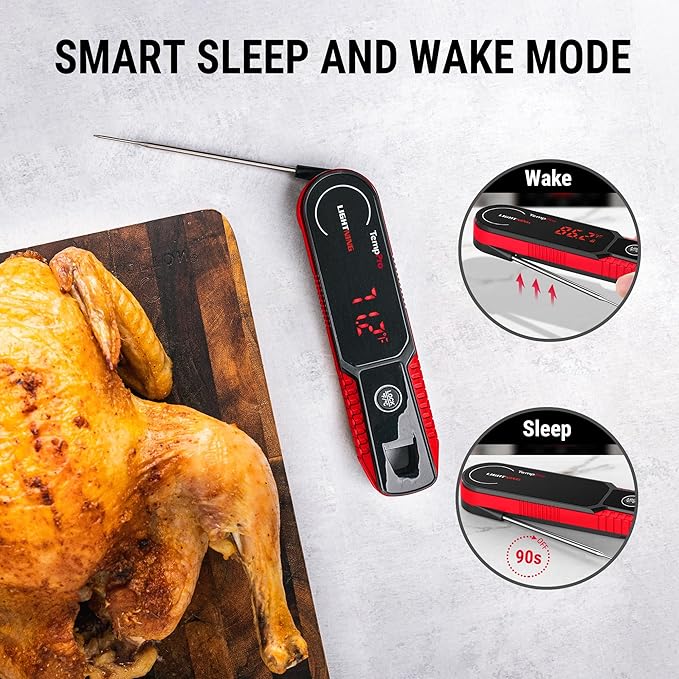 TempPro Lightning 0.5-Sec Instant Read Meat Thermometer, Kitchen Food Thermometer with 180° Rotating Display, IP67 Waterproof Cooking Thermometer for Deep Fry Smoker BBQ Grill (Previously ThermoPro)