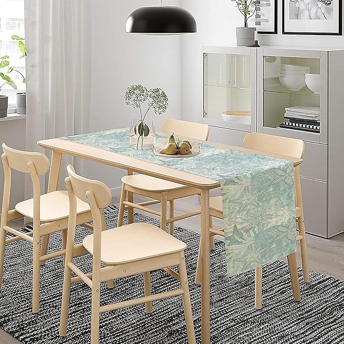 Nautical Table Runner Beach Sea Starfish Coral Art Printed Runner for Home Kitchen Dining Table Living Room Decor Fabric 1 Panel W13xL90in