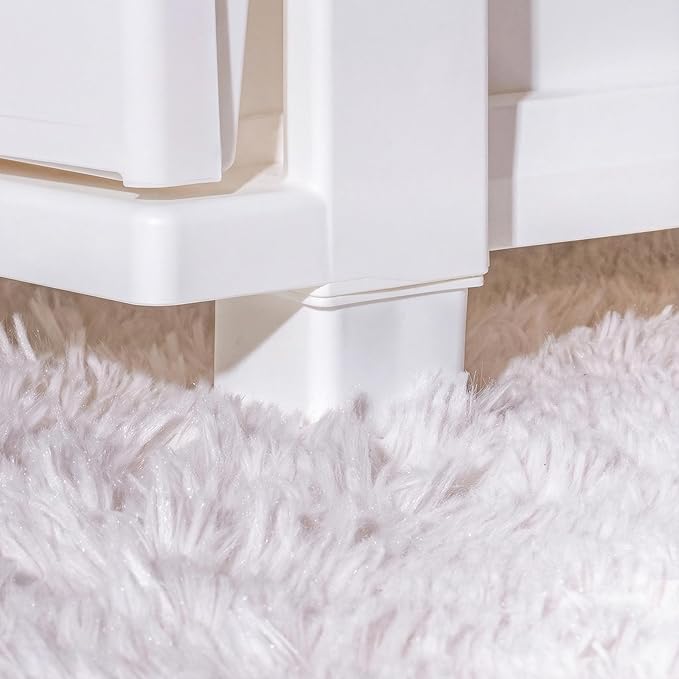 IRIS USA Plastic Drawer Storage Organizer, 4-Drawers, for Classroom Art Supplies Bathroom Dorm Bedroom Laundry Room, Wide, White Frame with Matte White Front Panels