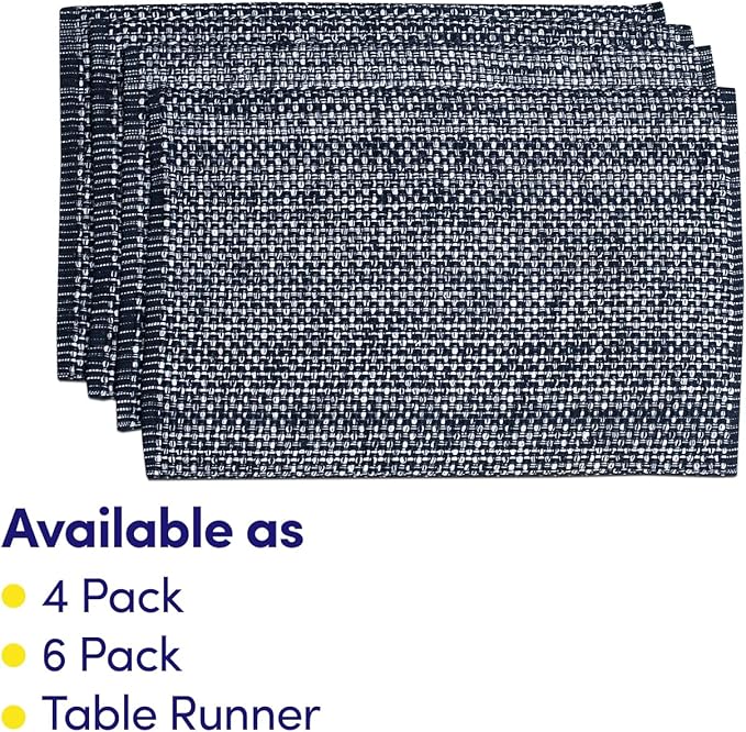 Sweet Home Collection 100% Cotton Placemats for Dining Room Rectangle Two Tone Woven Fabric 13" x 19" Soft Durable Table Mat Set, Set of 4, Navy