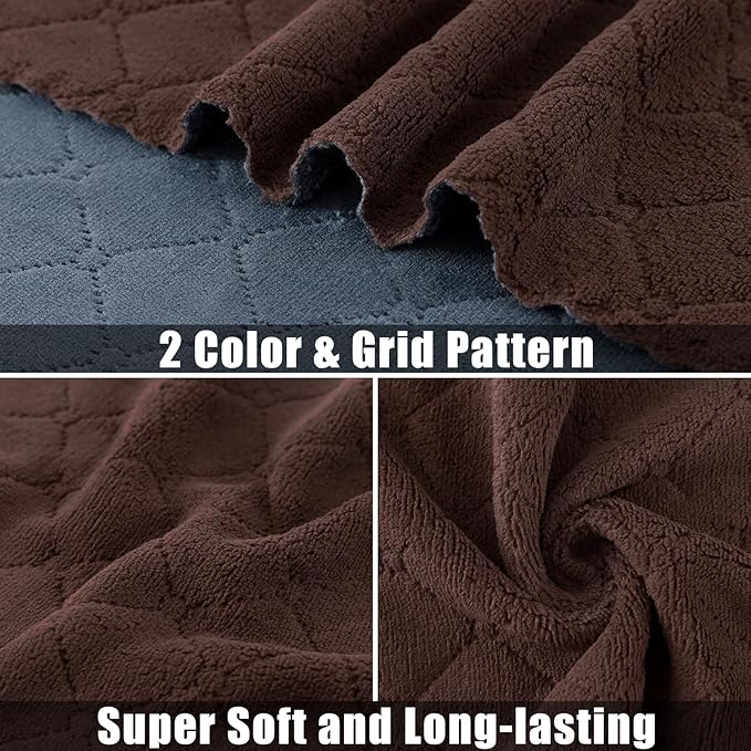Mordimy 24 Pack Kitchen Towels (20" x 10", Dark Grey & Brown), Super Soft and Absorbent Dish Towels, Coral Velvet Microfiber Cleaning Cloth, Nonstick Oil Fast Dry Dish Cloths