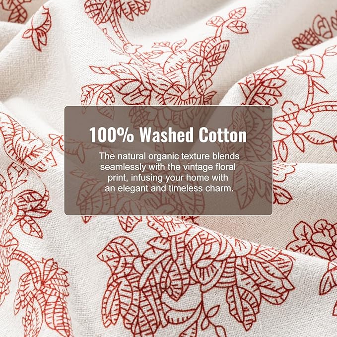 100% Cotton French Pastoral Kitchen Towels Set of 2, Decorative Flour Sack Tea Towels with Hanging Loop 18x25 Inch Absorbent Dish Cloths Farmhouse Home Decor, Red