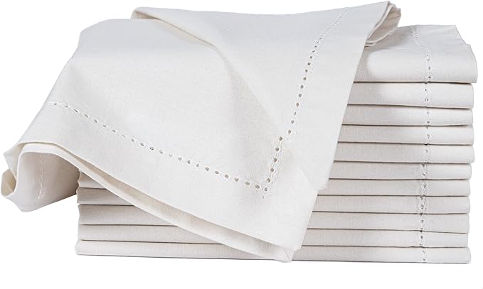 Cotton Cloth Napkins Set of 12, 18x18 Cotton Napkin Cloth Washable, Soft, Reusable Napkins for Wedding, Parties, Christmas, Thanksgiving, Everyday Use (Off White) - ALPHA Living HOME