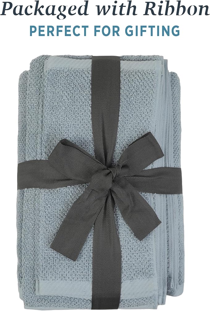Welhome Franklin Premium 6 Pack Hand Towels Popcorn Textured Dusty Blue Bathroom Towels Hotel & Spa Towels for Bathroom Soft & Absorbent 600 GSM 100% Cotton Hand Towels