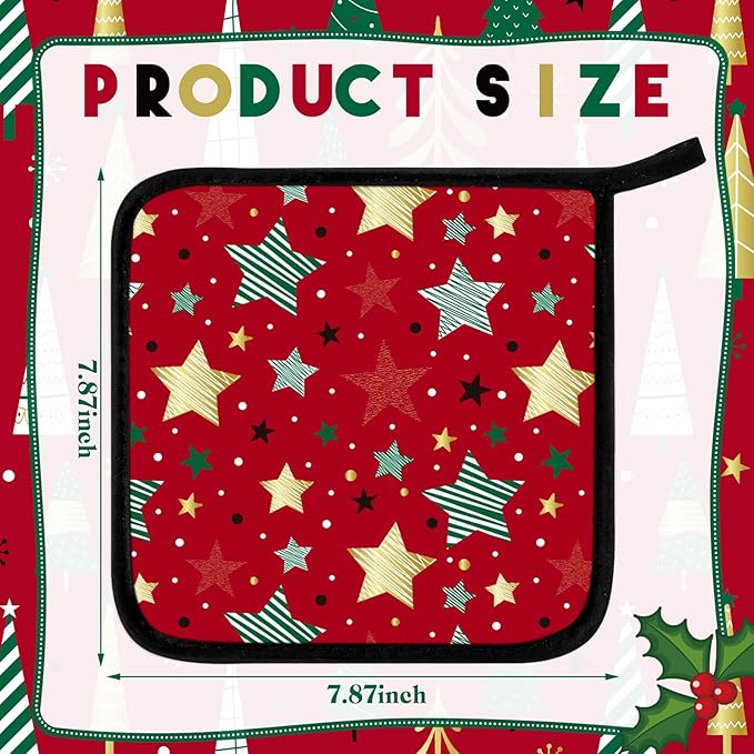 Bencailor 12 Pcs Pot Holders with Pocket Kitchen Hot Potholders Hot Pad Oven Mitts Cookie Bag Oven Gloves for Kitchen Gift Baking Cooking(Red,Classic)