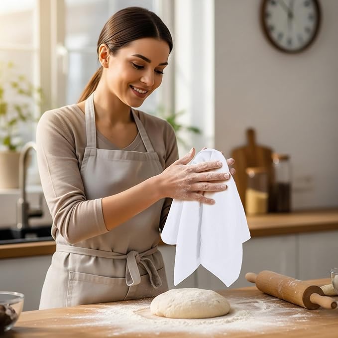 Utopia Kitchen White Flour Sack Towels [6 Pack - 28 x 28 Inch] 100% Cotton Tea Towels for Cleaning & Drying - Highly Absorbent Kitchen Dish Cloth