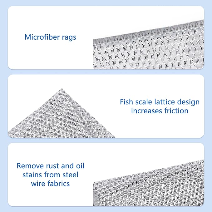 Aidoclip 20pcs Set Non-Scratch Steel Wool Dishcloth - Multi-Use Kitchen Scrubbers, Durable Cleaning Pads for Wet & Dry Use White