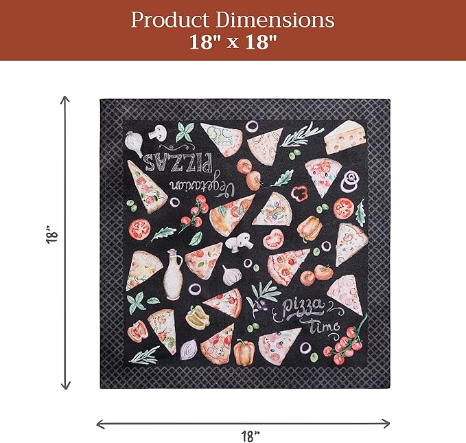 Maison d' Hermine Cloth Napkins Set of 4 100% Cotton Everyday Reusable Square Napkins Cloth Washable Dinner Party Wedding Restaurant Gifts for Mothers Day Spring/Summer (Pizza, 18" x 18")
