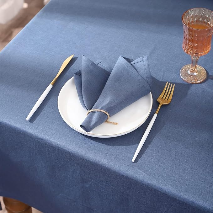 Simple&Opulence Textured Tablecloth 100% Linen Table Cloth, Kitchen Dinning Tabletop Decoration, for Outdoor and Indoor Use (Classic Blue, 60"×120")