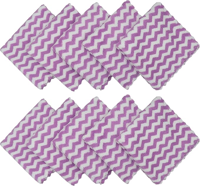 Microfiber Cleaning Cloth Lint Free Cleaning Rags, 10 Pack Fast Drying Dish Rags for Cleaning, Super Absorbent Kitchen Dish Cloths for Wash Dishes,12 in x 12 in (Purple)