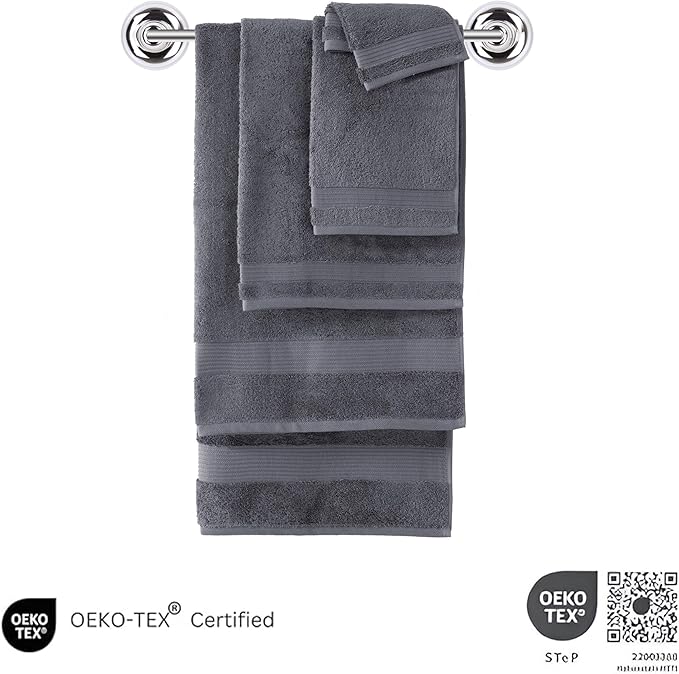 Classic Turkish Towels CTT - Premium 4 Piece Bath Towel Set, Made with 100% Turkish Cotton, Quick Drying, Highly Absorbent & Comfy Towels for Spa & Hotel | 30"x54" (Grey)