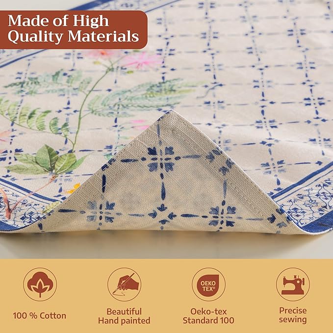 Maison d' Hermine Placemats Set of 4 100% Cotton Washable Cloth Place Mats Reusable Table Mats for Kitchen Dining Party Wedding Gifts for Mothers Day Spring/Summer (Faience, 13" x 19")