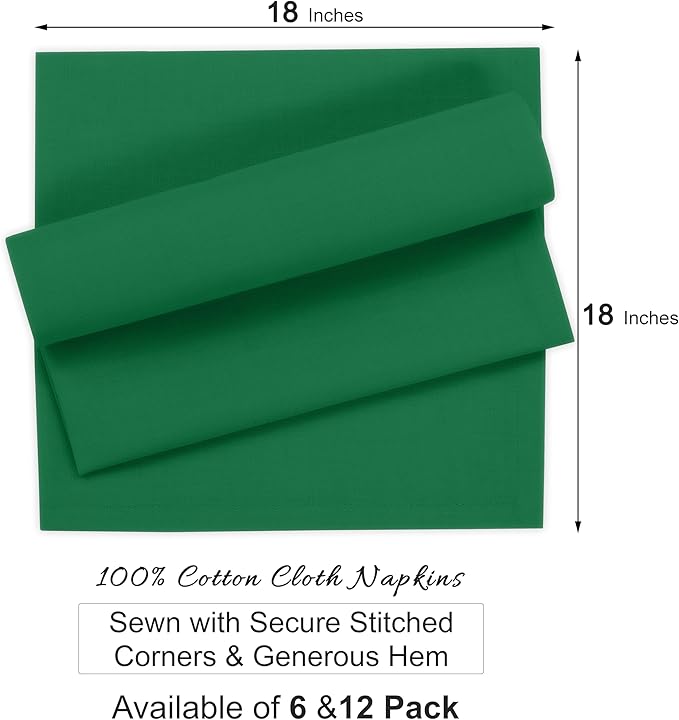 Ruvanti Cloth Napkins Set of 12, 100% Cotton High GSM 18x18 Inches Soft, Washable, Highly Durable & Absorbent, Perfect for Parties, Christmas, Thanksgiving Dinners – Amazon
