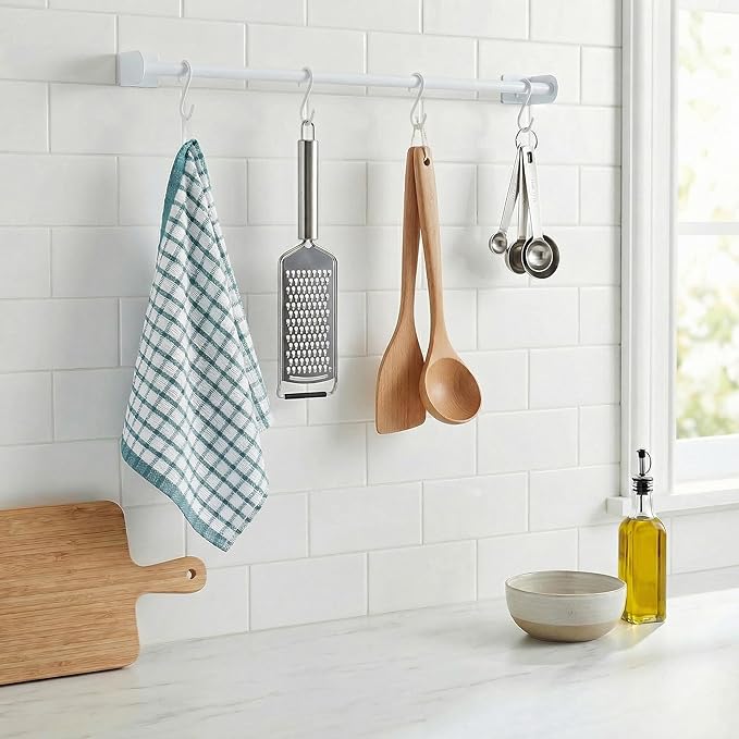White Classic [8 Pack] Premium Dish Towels for Kitchen, with Hanging Loop - Heavy Duty Absorbent 100% Cotton 410 GSM Terry Kitchen Towels, 16x26 (Aqua)