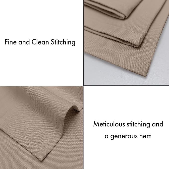 Ruvanti Cloth Napkins Set of 6, 100% Cotton High GSM 18x18 Inches Soft, Washable, Highly Durable & Absorbent, Perfect for Parties, Christmas, Thanksgiving Dinners – Light Taupe