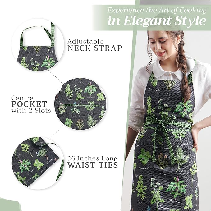 Maison d' Hermine 100% Cotton Apron for women with Pocket Kitchen Chef Apron for Men Cooking Mothers Day Gifts