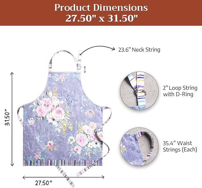 Maison d' Hermine 100% Cotton Apron for women with Pocket Kitchen Chef Apron for Men Cooking Mothers Day Gifts