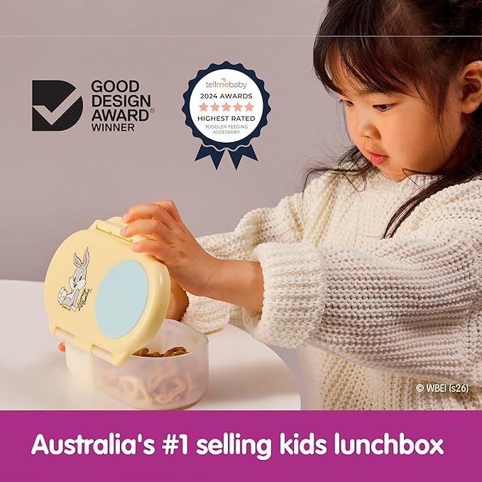 b.box Looney Tunes Snack Box - Leakproof Mini Bento Box for Kids & Toddlers, 2 Compartment Snack Containers for Kids, Lunch Containers, Dishwasher Safe, BPA Free, PFAS Free, Ages 4m+, 1 3/4 Cup