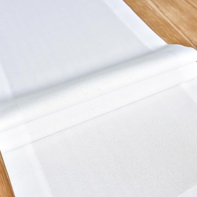NEWISHER Farmhouse Rustic Table Runner Solid White Rectangular Table Runners Faux Linen Table Runner for Everyday Use Kitchen Dining Party Table 13x36 Inch