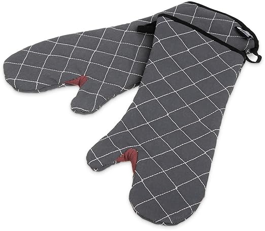 San Jamar Bestguard Oven Mitt with Reinforced Webguard Plus, Cotton, 17 Inches, Black