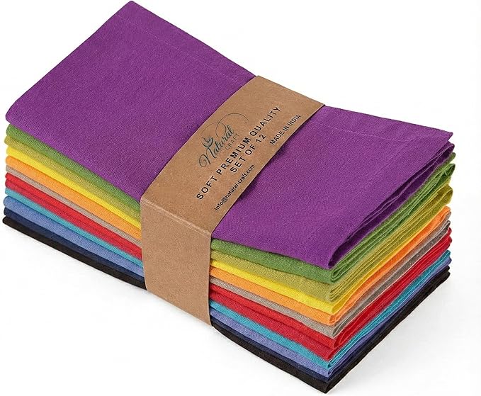 Multicolor Cloth Napkins Set of 12 Cotton Linen Everyday Dinner Napkin -Easter Spring Summer Holiday Party Gift - Soft Durable Rusable Washable Absorbent Reusable Napkin 18 x18 Assoterd Multi Pack