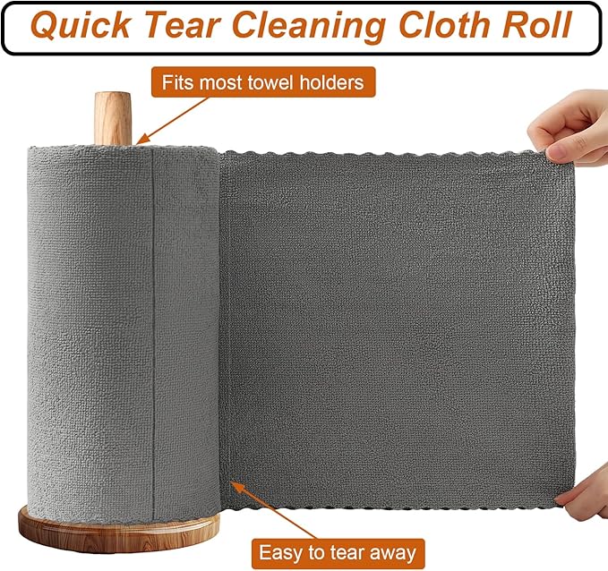 80 Pack Microfiber Cleaning Cloth Roll,Lint Free Rags & Tear Away Reusable Towels Washable Scratch,Ultra Absorbent Dish Rags(12" x 12") for Car Kitchen Home Garage-Dark Gray