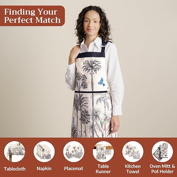Maison d' Hermine 100% Cotton Apron for women with Pocket Kitchen Chef Apron for Men Cooking Mothers Day Gifts