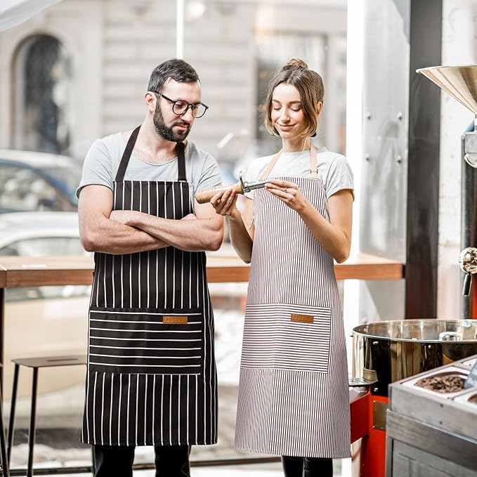 BeLuyi 2 Pack Adjustable Bib Apron with 2 Pockets Chef Cooking Kitchen Restaurant Aprons for Women Men