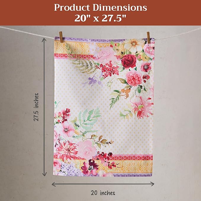Maison d' Hermine Kitchen Towel 100% Combed Cotton Premium Set of 3 Kitchentowels Tea Towels (20"x27.50") for Table Cleaning, Dining, Buffet Parties & Wedding Use - Summer Joy