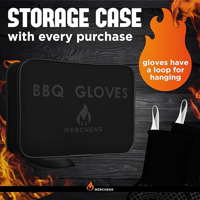 BBQ Grill & Oven Gloves 1472°F Heat Resistant – Fireproof, Non-Slip Silicone Mitts for Grilling, Smoking & Baking – Extra-Long Protection – Includes Storage Case & Luxury Gift Box | Pro Series