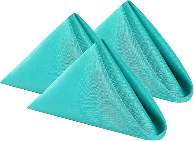 Cloth Napkins 20x20 inch Washable Polyester Dinner Napkins Soft Table Napkins for Wedding Party Dining Banquet(Turquoise,25PCS)