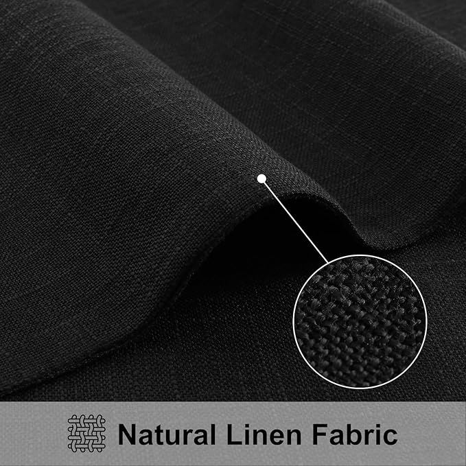 homing Cotton Linen Placemats Set of 4, Cloth Washable Farmhouse Dining Table Mats for Indoors & Outdoors, Easy to Clean, Black, 13 x 19 Inch