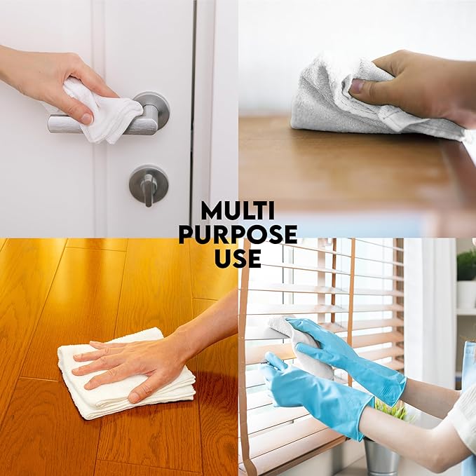100% Cotton Terry Towels Cleaning Cloths Pack of 250 (12x12 Inches) White Cotton Terry Cloth Bar Rags White Bar Towels, Multipurpose High Absorbent Terry Towels for Cleaning Auto Detailing or Painters