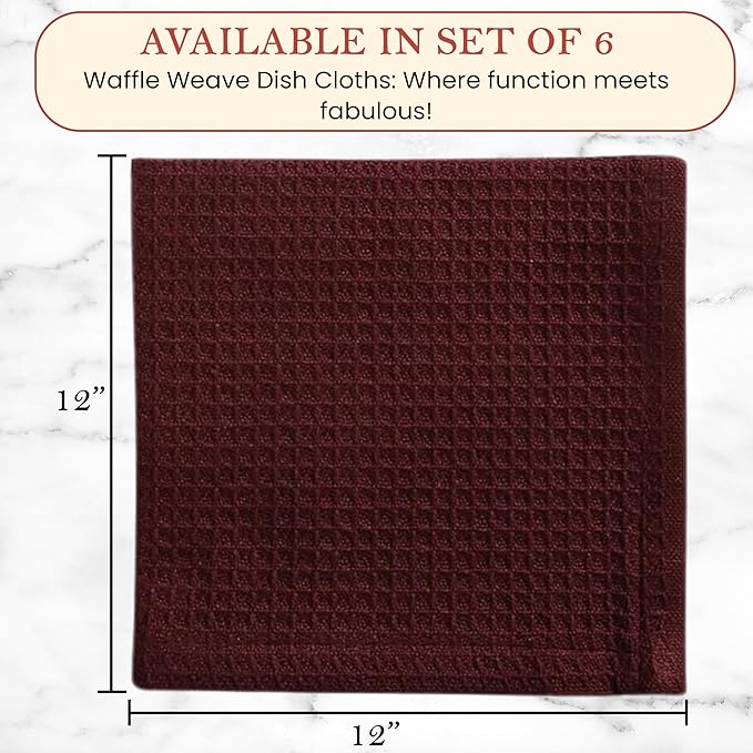 Vintage Vista 100% Cotton Waffle Dish Cloths (Pack of 6) - Dish Rags for Washing Dishes - Reusable & Highly Absorbent Kitchen Towels - Kitchen Rags fo Easter - (12" x 12" - Multicolor II)