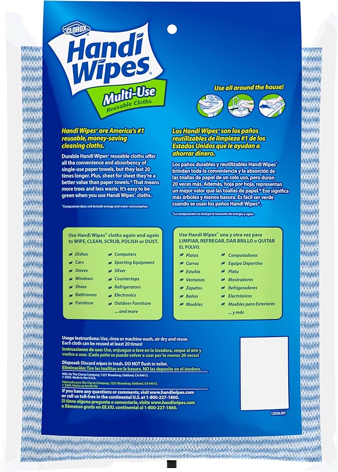 Clorox Handi Wipes Multi Use Reusable Cloths, 6 Count (Pack of 2)