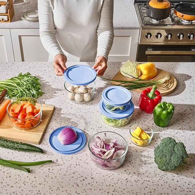 DURA LIVING 12-Piece Glass Food Storage Containers Set (6 Containers + 6 BPA-Free Lids) | 4-Cup, Leakproof | Microwave, Freezer, Oven & Dishwasher Safe | Ideal for Meal Prep & Pantry Organization