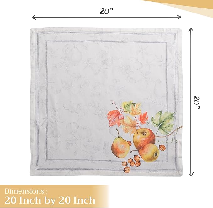 Maison d' Hermine Cloth Napkins Set of 4 100% Cotton for Thanksgiving Christmas Decorations Everyday Reusable Square Fall Napkins Cloth Washable Dinner Party (Fruit D'Hiver, 20"x20")