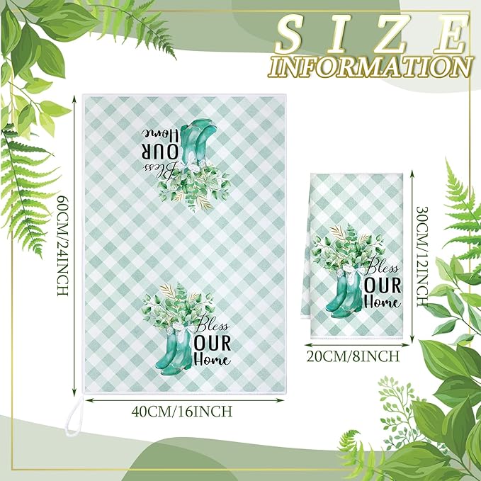 Set of 6 Eucalyptus Kitchen Towels Green Leaves Dishtowels Absorbent Spring Summer Hand Tea Towels 24 x 16 Inch Eucalyptus Lover Gifts Holiday Wedding Gifts for Farmhouse Kitchen Bathroom Decor