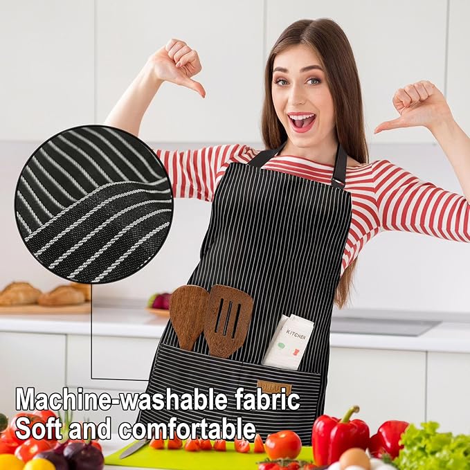 BeLuyi Adjustable Bib Apron with 2 Pockets Chef Cooking Kitchen Restaurant Aprons for Women Men