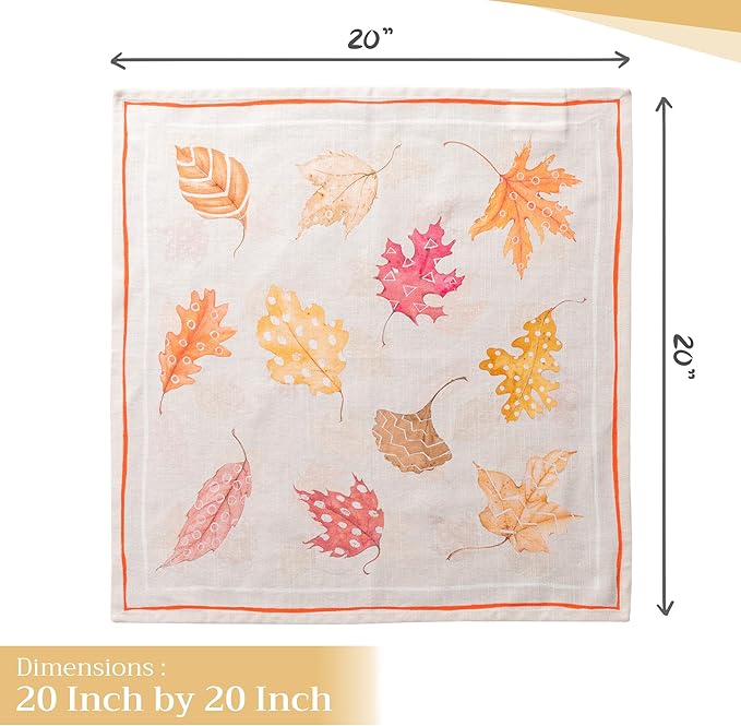 Maison d' Hermine Cloth Napkins Set of 4 100% Cotton for Thanksgiving Christmas Decorations Everyday Reusable Square Fall Napkins Cloth Washable Dinner Party (Colours of Autumn, 20"x20")